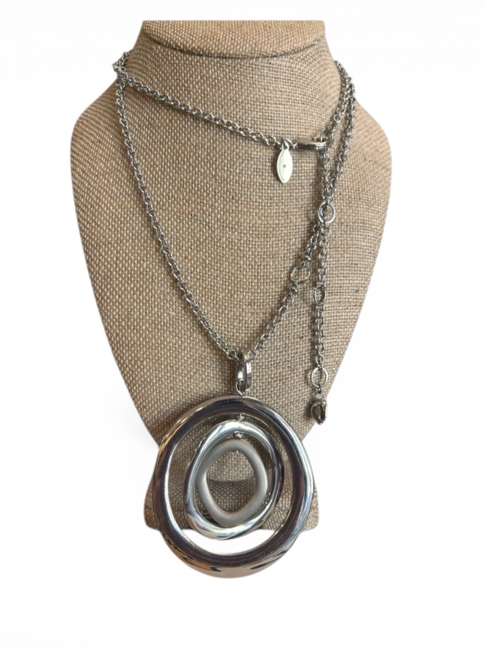 Chico’s Silver-Tone Layered Orbit Pendant Necklace - Women Jewelry